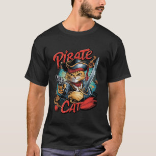 Camiseta Gato Pirata Vintage Divertido Gato De Halloween Jo
