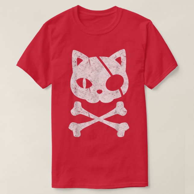Camiseta Gato pirata vintage Kitten Halloween Skull Cross B (Diseño del anverso)