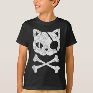 Camiseta Gato pirata vintage Kitten Halloween Skull Cross B