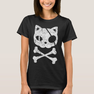 Camiseta Gato pirata vintage Kitten Halloween Skull Cross B