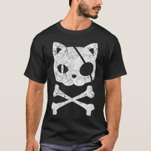 Camiseta Gato pirata vintage Kitten Halloween Skull Cross B