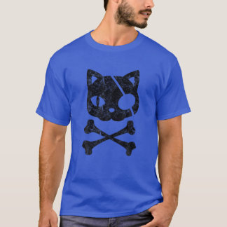 Camiseta Gato pirata vintage Kitten Halloween Skull Cross B
