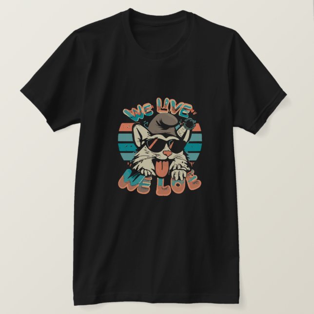 Camiseta Gato Pituf - Vivimos Amamos  (Anverso del diseño)