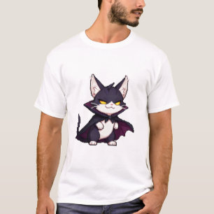 Camiseta Gato Pixel Drácula – Gato Vampiro Adorable y Presu