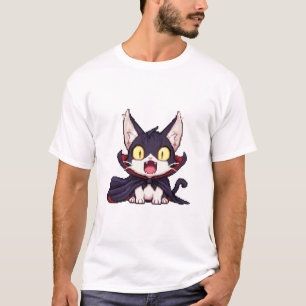 Camiseta Gato Pixel Drácula – Shock Cute Vampire Gato 8-Bit