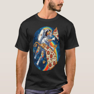 Camiseta Gato Pizza Espacio Gato Surfing Pizza Galaxia Astr
