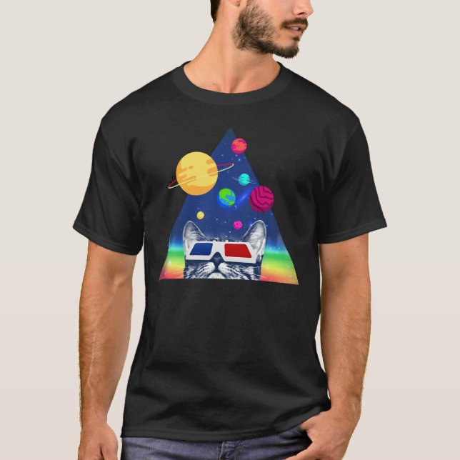 Camiseta gato planeta 3D (Anverso)