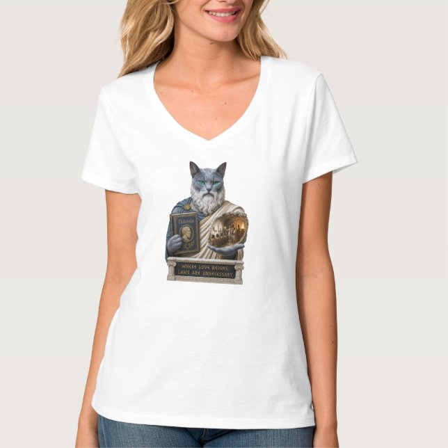 Camiseta Gato Plato Azul Ruso (Anverso)