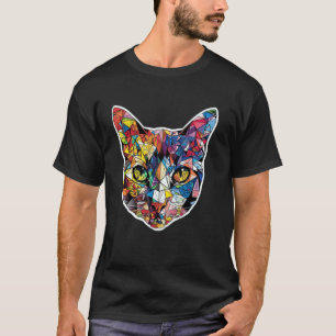 Camiseta Gato Polígono Geometría Lindo Gatito Abstracto Col