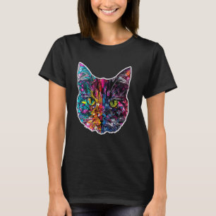 Camiseta Gato Polígono Geometría Lindo Gatito Abstracto Col