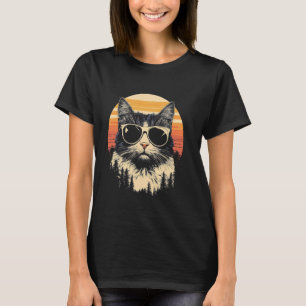Camiseta Gato Pop Art con Gráfica de Gafas de Sol