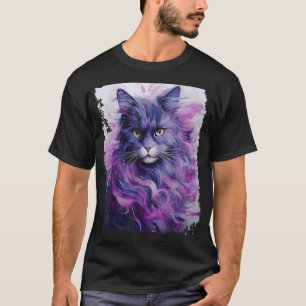 Camiseta Gato Pop Art Púrpura