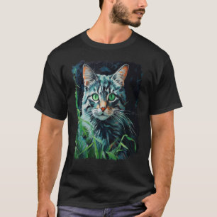 Camiseta Gato Pop Art Verde