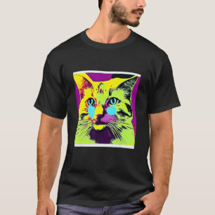 Camiseta Gato Pop Clásico Gatito Minino Colorido Divertido