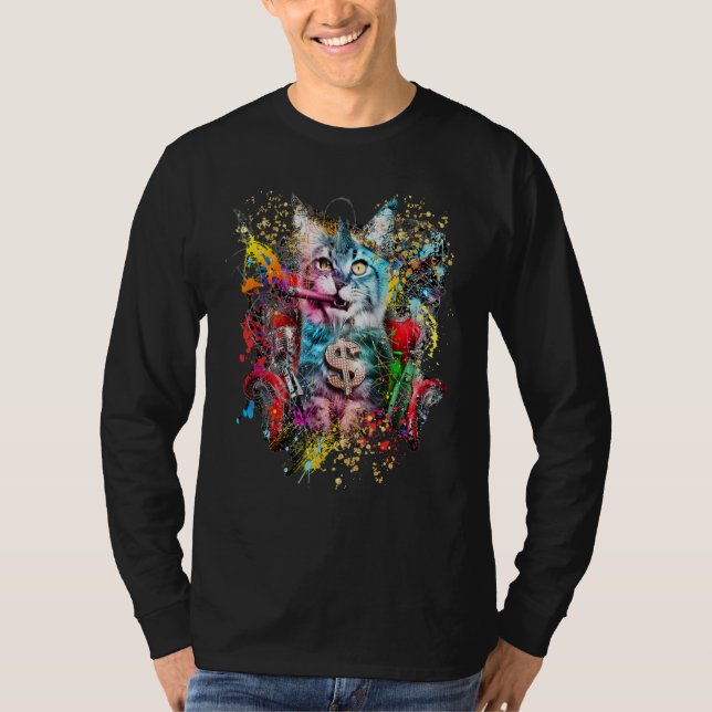 Camiseta gato pop gato gánster (Anverso)