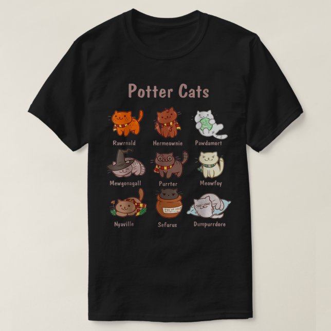 Camiseta Gato Potter Gracioso Gato Perdedor De Gato Diverti (Diseño del anverso)