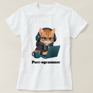 Camiseta Gato programador divertido con juego de palabras P