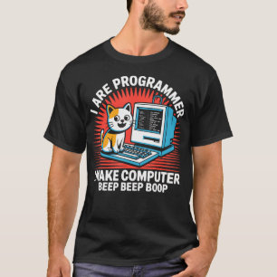 Camiseta Gato Programador Informático Ordenador