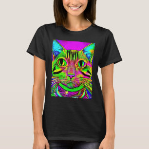 Camiseta Gato psicodélico Amante de los Gatitos En Estilo d