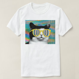 CAMISETA GATO PSICODELICO CON SUNGLASSES