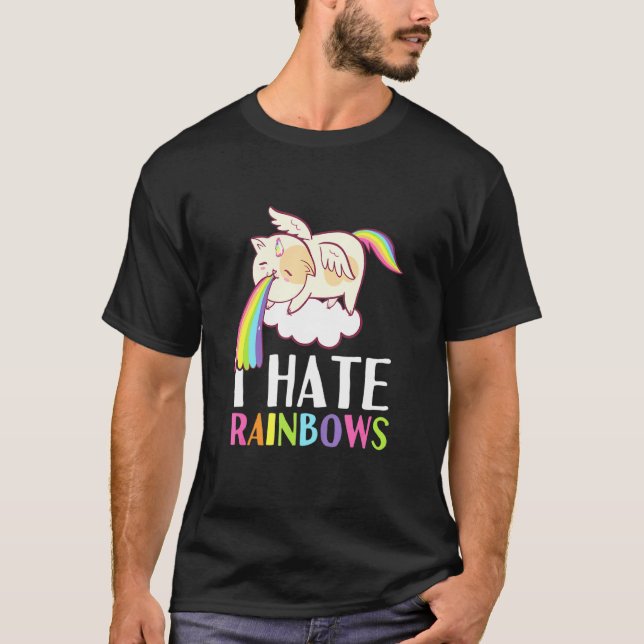 Camiseta Gato Puke Vómito Arcoiris Odio Las Barriadas (Anverso)