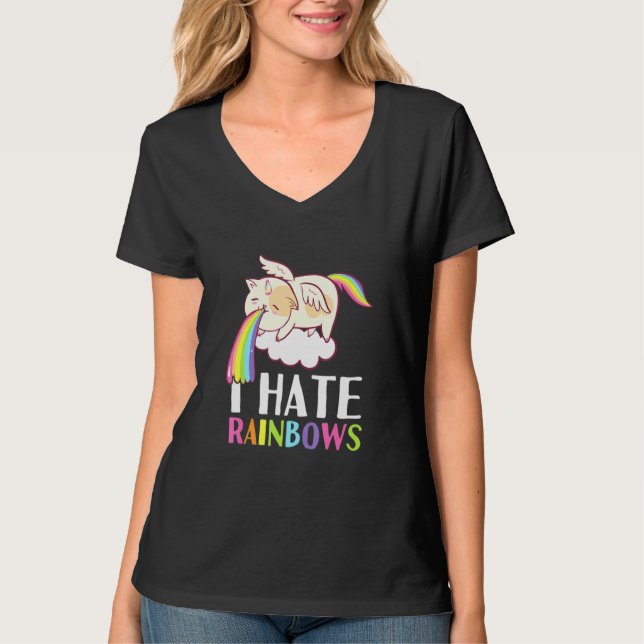Camiseta Gato Puke Vómito Arcoiris Odio Las Barriadas (Anverso)