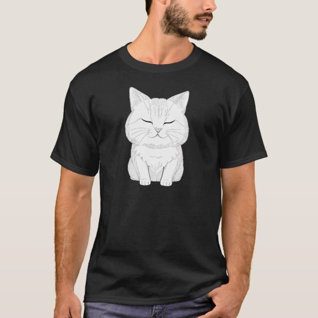 Camiseta Gato puramente pacífico - Relajado Kitty Art TSQ (Anverso)