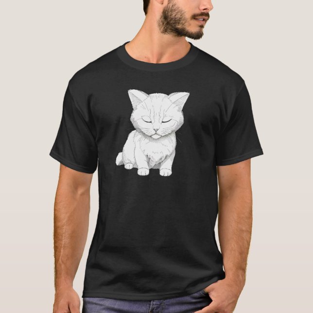Camiseta Gato puramente pacífico - Relajado Kitty Art TSQ (Anverso)