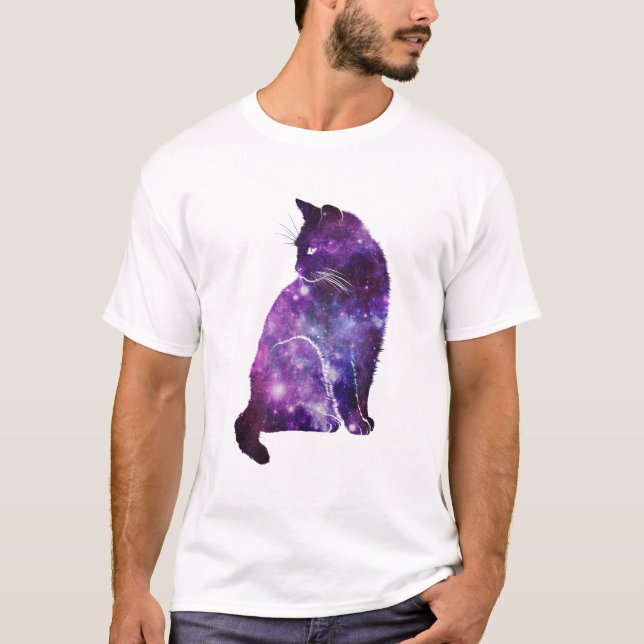 Camiseta Gato púrpura de la nebulosa del espacio (Anverso)
