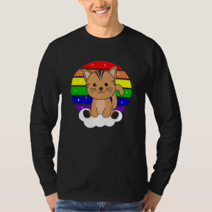 Camiseta Gato Purpurina arcoiris Kawaii gatos coloridos