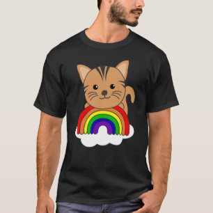 Camiseta Gato Purpurina arcoiris Kawaii gatos coloridos