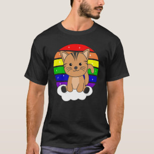 Camiseta Gato Purpurina arcoiris Kawaii gatos coloridos