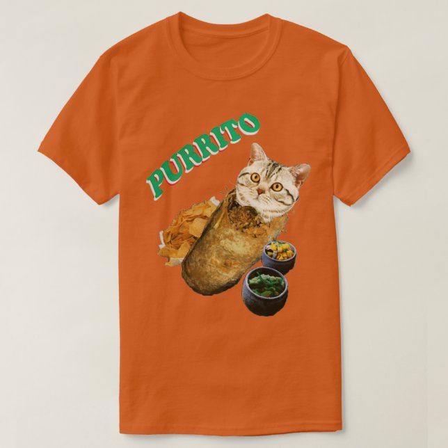 Camiseta Gato Purrito En Un Burrito Regalo Día De Halloween (Diseño del anverso)