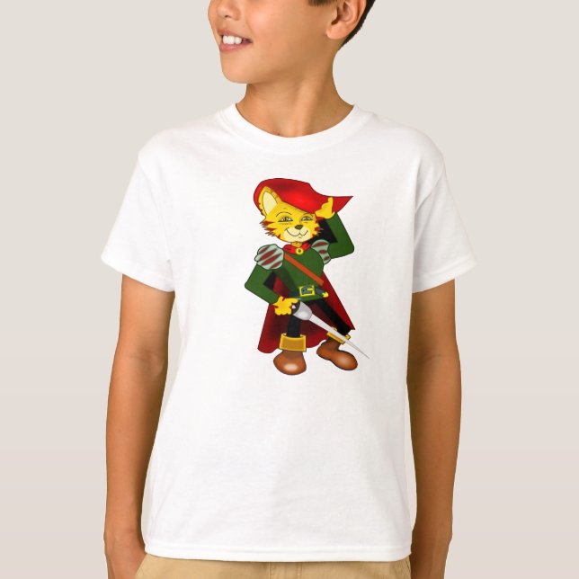 Camiseta Gato Pussy vestido en armadura y diseño de botes (Anverso)