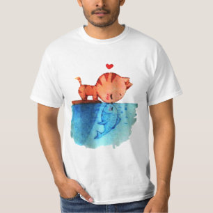 Camiseta Gato que besa pescados