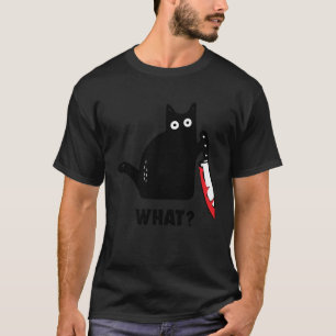 Camiseta gato qué cuchillo sangriento bruja sangre mancha l