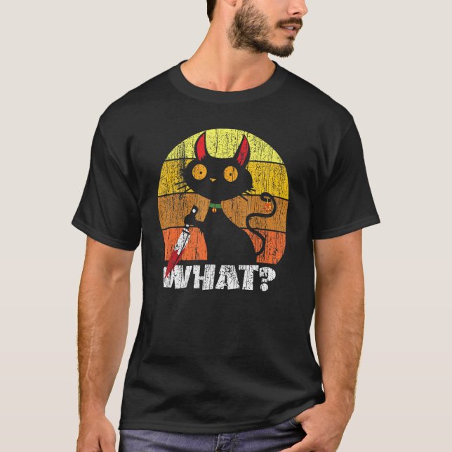 Camiseta Gato qué gato negro asesino con cuchillo (Anverso)