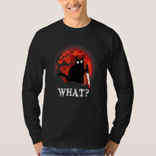 Camiseta Gato Qué Gato Negro Asesino Con Cuchillo