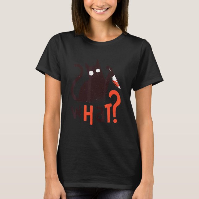 Camiseta Gato qué gato negro asesino con cuchillo (Anverso)