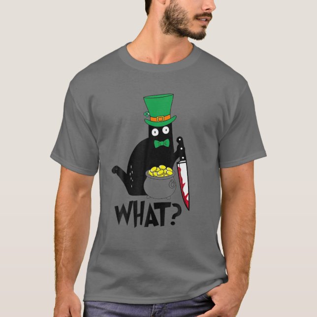 Camiseta ¿Gato Qué? Gato negro asesino con cuchillo St Patr (Anverso)