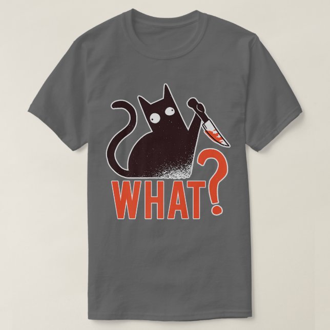 Camiseta Gato Qué Gato Negro Asesino Con Halloween Knife  (Diseño del anverso)