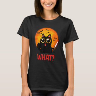 Camiseta Gato Qué Gato Negro Asesino Con Halloween Knife
