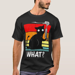 Camiseta Gato Qué_ Gato Negro Asesino Con Pistola Halloween