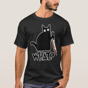 Camiseta Gato Qué Gato Negro Asesino Con Regalo De Cuchillo