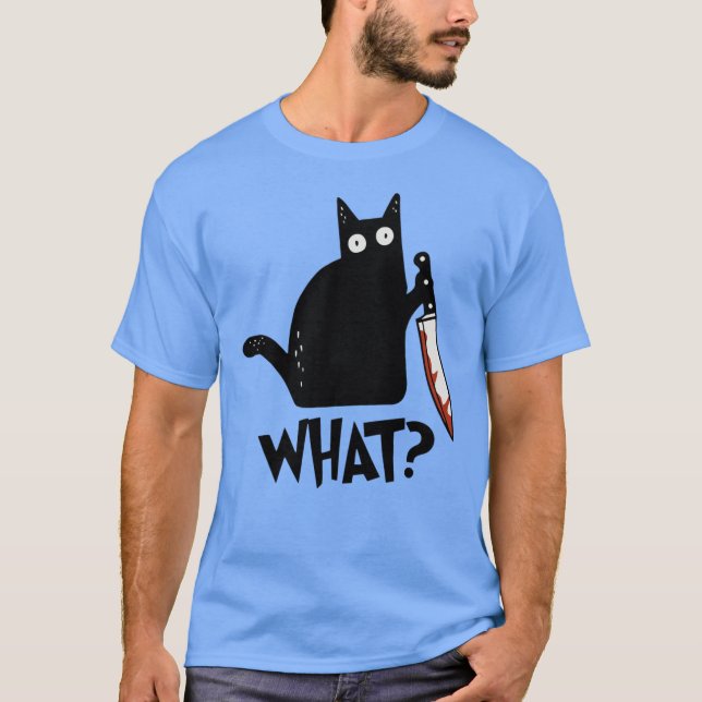 Camiseta Gato Qué Gato Negro Asesino Con Regalo De Cuchillo (Anverso)