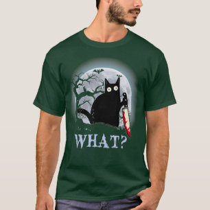Camiseta Gato Qué Gato Negro Asesino Con Ropa De Cuchillo