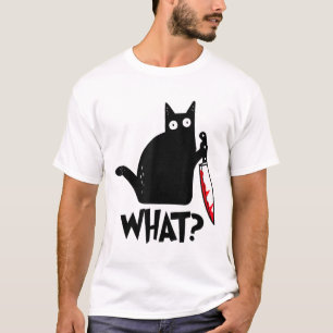 Camiseta Gato qué gracioso gato negro asesino con cuchillo