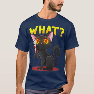 Camiseta Gato qué gracioso gato negro con cuchillo