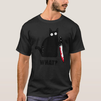 Camiseta Gato Qué Gracioso Gato Negro, Gato Asesino Con Kni