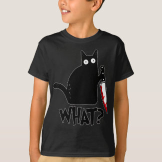 Camiseta Gato Qué Gracioso Gato Negro, Gato Asesino Con Kni